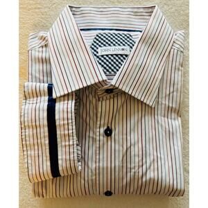 John Lennon Men's 100% Cotton Dress Shirt XXXL White Stripes Flip Cuff